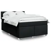 vidaXL Box Spring Bed with Mattress Black Queen Fabric