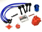 DISTRIBUTOR CAP ROTOR SPARK PLUG WIRE FUEL FILTER 99-00 HONDA CIVIC B16 EK BLUE (for: Honda Civic)