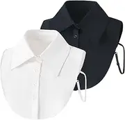 [Muaquata] 2 Pcs Chiffon Fake Collar Detachable Dickey Collar Removable Choker Blouse Top for Women Girls Decorative Favors
