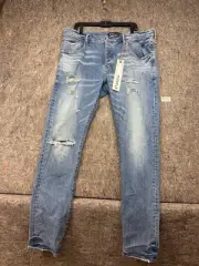 Purple Brand Mens Jeans Cow Patch Distressed Blue Size 40 NWT