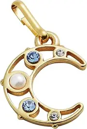 [Alex and Ani] PC21CHCMG,Crescent Moon with Pearls Charm,14kt Gold Over .925 Sterling Silver,Blue, Add-on Charms, One Size, Brass, No Gemstone