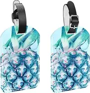 [WOSHJIUK] Luggage Tags,2 Pack Labels Suitcase Tags,Watercolor Pineapple Fruit,Luggage Tags Privacy Protection Travel Bag Tag
