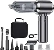 Car Vacuum Cleaner, Portable Cordless Handheld Vacuum 21000PA High Power Suction 4 in 1 Brushless Vacuum & Air Duster with 3 Gears Mini Car Vacuum for Car, Home, Pet, Keyboard (Black A)