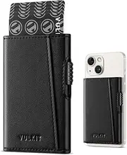 VULKIT Magnetic Wallet Card Holder Phone Card Holders Slim Leather Pop Up Case NFC/RFID Blocking, Compatible with iPhone 16/15/14/13/12 Series Black