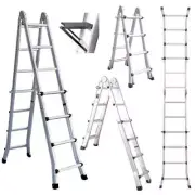 NNEMB Bullet 4m Folding Aluminium Multipurpose Ladder, w/ Workshelf Platform, Sp