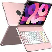 MMK Keyboard Case for iPad 10 Generation 10.9 Inch 2022, 7 Colours Lighting & Multi Touch Trackpad & Auto Sleep/Wake Function, Flip Stand Case with Pencil Holder, for iPad 10 Generation