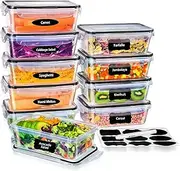 Feshory 10 Pack Meal Prep Containers & Bento Lunch Boxes with Leak Proof Lids - Food Storage Container, Freezer Containers, Fridge Organiser for Home & Kitchen Organisation