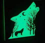 Howling wolf 3d wall art Glow in the dark 10"