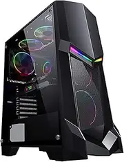 Mid-Tower Computer Case ATX,M-ATX,ITX,Tempered Glass Side Panel Mid-Tower Gaming PC Case,Supports Radiators Up to 165mm Supports Water Cooling(Black)