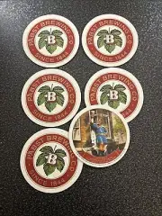 6 Pabst Blue Ribbon Beer Coaster Vintage New Best Brewing 2 Sided Patron Saint