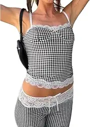 [Best Rose] Black Striped Two Piece Sets Lace Trim Crop Backless Spaghetti Strap Top Bodycon Bow Flare Pant Sexy Set, Black Top, Small
