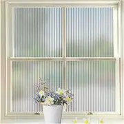 Beautysaid Window Film Privacy Film For Glass Windows, Reeded Glass Opaque Window Film Anti UV, Static Cling with No Glue Self-Adhesive for Home Office Bathroom Bedroom, 45 * 300cm