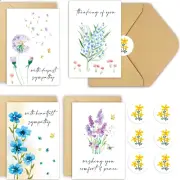 40 Pack Sympathy Cards with Envelopes, Watercolor Flower Condolence Cards, Berea