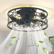 18in Caged Ceiling Fan with Light,Rustic Farmhouse Ceiling Fans with Lights and