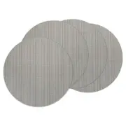 4 Pcs Placemats, 13.7 Inch PVC Table Mats, Vertical Texture Surface, Silver