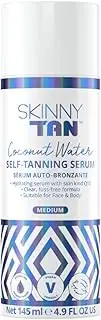 Skinny Tan Coconut Water Self Tanning Serum - Colorless, No Transfer, Clear Self Tanner with Vanilla Scent - Blends Easily and Hydrates Skin - Non Sticky and Fast Absorbing - Medium Self Tan - 4.9 oz
