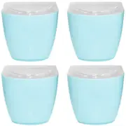 4x Oval Swing Top Waste Rubbish Bin Acrylic Lightweight Compact Bathroom Office in Blue