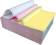 FirstZi 9.5x5.5 Inches 3 Ply Continuous Feed Carbonless Computer Paper for Dot Matrix Printer, 2000 Count per Box, 666 Sets NCR Printing Paper, Perfect for Receipt, 3 Color, White/Pink/Yellow