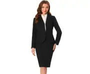 Allegra K 2 Piece Formal Peplum Blazer Pencil Skirts Set