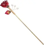 DONFAMDS Chinese Style Faux Flower Hairpin Stick Decorative Hair Chopstick for Bun Updo