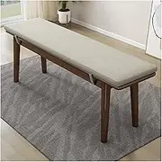 Modern Wooden Upholstered Entryway Bench with Rounded Corner Stylish Dining Bench for Bedroom or Living Room End of Bed Stool for Dining Table Brown 140x30x44cm