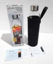 Primula Cold Brew Travel Bottle Glass Iced Coffee To Go Neoprene Sleeve NIB 20oz