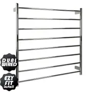 AGUZZO EZY FIT Heated Towel Rail - Round Tube - Dual Wired - (W900mm x H920mm) - Brushed Nickel