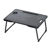 Foldable Laptop Bed Desk with Tablet Slot Cup Holder for Bed Sofa Floor, Black