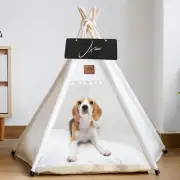 Dog Teepee Pet Tent Portable Dog Houses Puppy Teepee Cat Bed with Thick Cushion