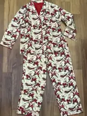 New Men’s Nick & Nora Vtg Christmas Santa Flannel Pajamas Set M