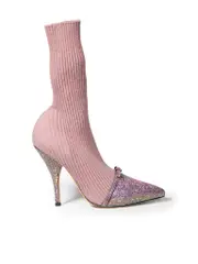 Purple Knit Embellished Sock Boots