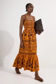 Floral & Geo Embroidered Woven Maxi Dress