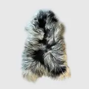 Natural, Spotted, Icelandic Sheepskin Throw Blanket Rug Black Sheep White Light