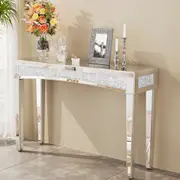 Fin Eye-Catching Mirrored Entryway Console Table Reflective Glass Vanity Table 1.2M