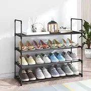 NBEST™ 4-Tier Shoe Rack, Shoe Storage Organizer, Hold up to 20 Pairs of Shoes, Stackable Shoe Tower for Living Room, Entryway(Black 80cm 4-Tier)