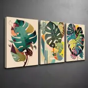 3 Set of Monstera Leaf Print 100% Australian Made 3 x 40x60cm (Stretched)