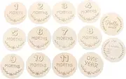 PEPLAYTAL Newborn Milestone Commemorative Cards Monthly Wooden Growth Cards Photo Prop Kit