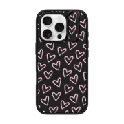 iPhone 16 Pro Impact Ring Stand Case MagSafe Compatible HEARTS / Light Pink Thin (Transparent)
