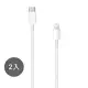 (2入組)APPLE適用 iPhone SE3適用 USB-C to Lightning傳輸線 - 1M (密封袋裝) 白色