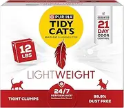Purina Tidy Cats Lightweight, Low Dust, Clumping Cat Litter Odor Control 24/7 Performance Multi Cat Litter 12 lbs.