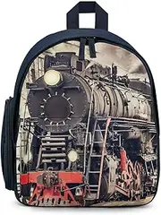 [Pt'amour] Kids School Backpack Small Lightweight Preschool Backpack for Toddlers Boys Girls Retro Train