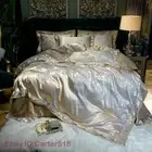 4 Pieces of Luxury Satin Duvet Cover Silk Bedding Set Bed Sheet Duvet Cover