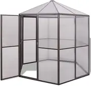 Outdoor Walk-in Garden Greenhouse with Door Aluminum Frame Polycarbonate Panels Greenhouse UV-Resistant and Thermal Insulation Plant Greenhouse