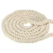 0.8" 49ft Natural Twisted Cotton Rope 3 Strand Thick Cotton Rope Tug White