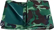 Small Multipurpose Cover, 450g/m² Heavy Duty Canvas Tarp Ground Sheet with Reinforced Grommets - Multipurpose Tarp Cover for Outdoor - Green Camouflage(1.8x2m)