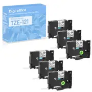 6PK Compatible with Brother P-Touch TZe-121 TZ121 Black on Clear Label Tape 9mm