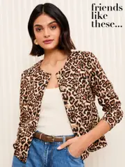Friends Like These Brown Gold Button Tailored Jacquard Blazer (AN3117) | $88