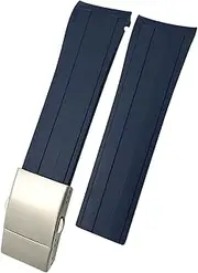 TONECY Waterproof Strap Rubber Silicone 21mm 22mm Strap for Longines HydroConquest L3 Conquest Strap Replacement Replacement Bracelet (Color : Blue-2, Size : 21mm)