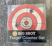 Set of Four BIG SHOT Target Coasters 4"x4" Absosrbent Stone NIB