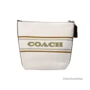 Coach (CH248) Logan Striped Chalk Leather Duffle Crossbody Shoulder Bag